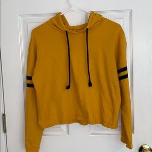 yellow cropped hoodie. 100%cotton